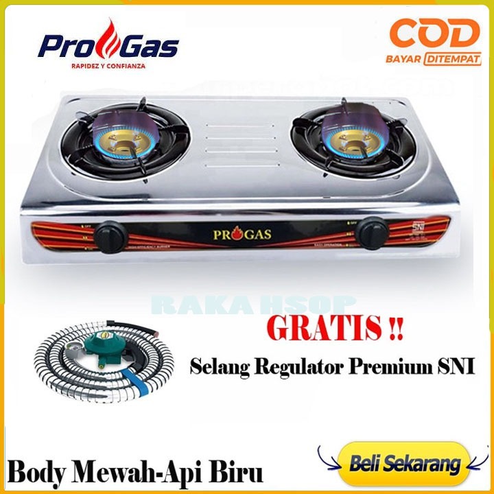 Kompor 2 PG-269 / Kompor 2 Tungku PG-269 Teflon Progas / Kompor Gas Elpigi 2 TK Murah / Kompor 2 TK 