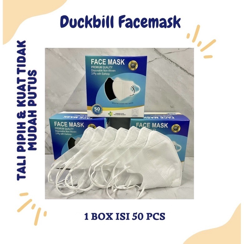KBU Masker Duckbill Facemask Hitam Putih Mix Warna 1Box Isi 50pcs | Masker Murah