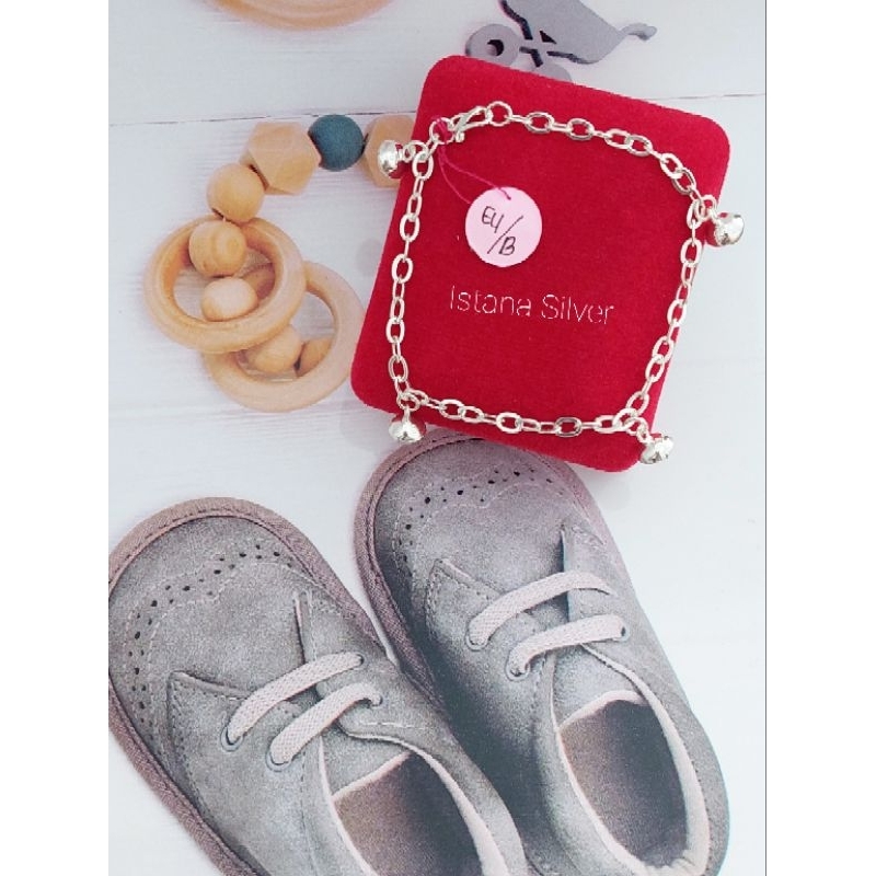 Gelang Kaki Anak Gelang Tangan Anak Lonceng Rantai Besaran Model Rantai Preman Perak Murni Buatan Ta