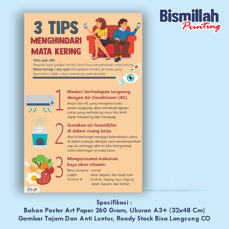 

Poster Kesehatan 3 Tips Menghindari Mata Kering