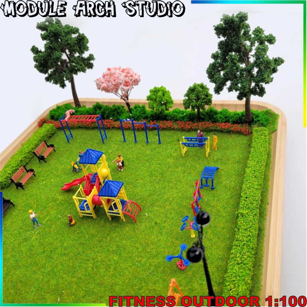 Maket Playground Skala 1:100 - Maket Fitness Outdoor Skala 1:100 - Miniatur Taman Bermain