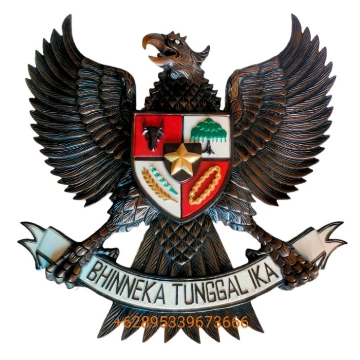 Lambang Garuda Pancasila Ukiran Kayu Jati Antik Ukuran 60-80cm