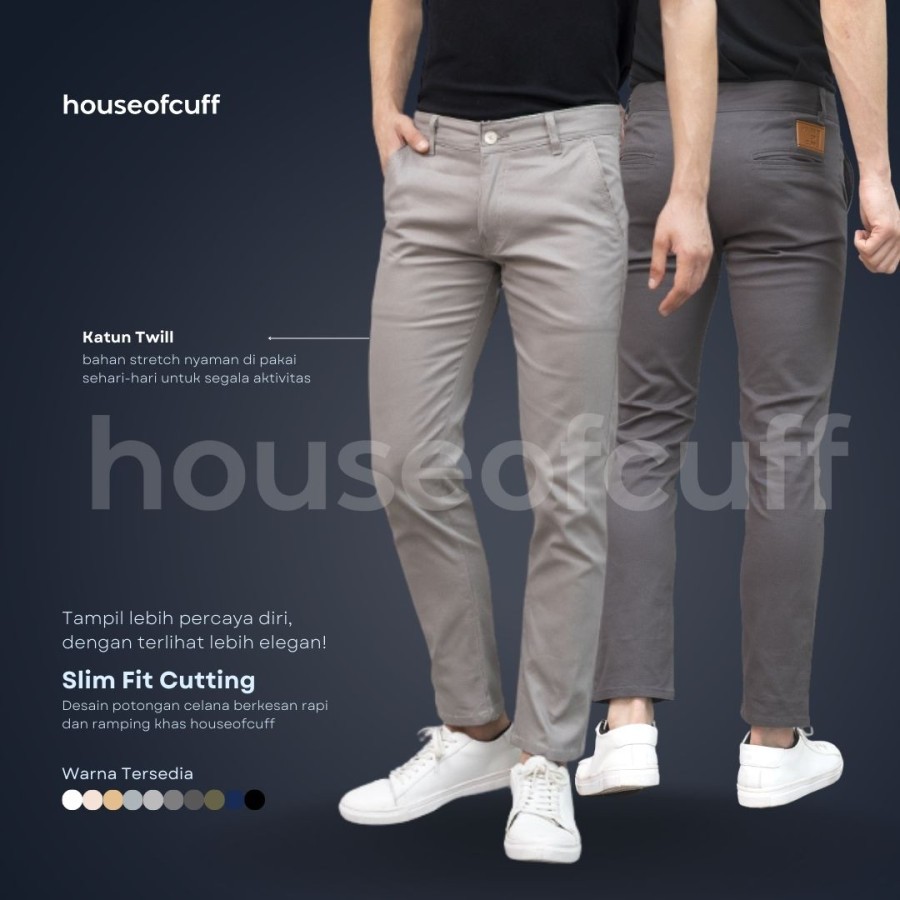 BIG SIZE Houseofcuff Celana Chino Panjang Pria Slim Fit Stretch Jeans
