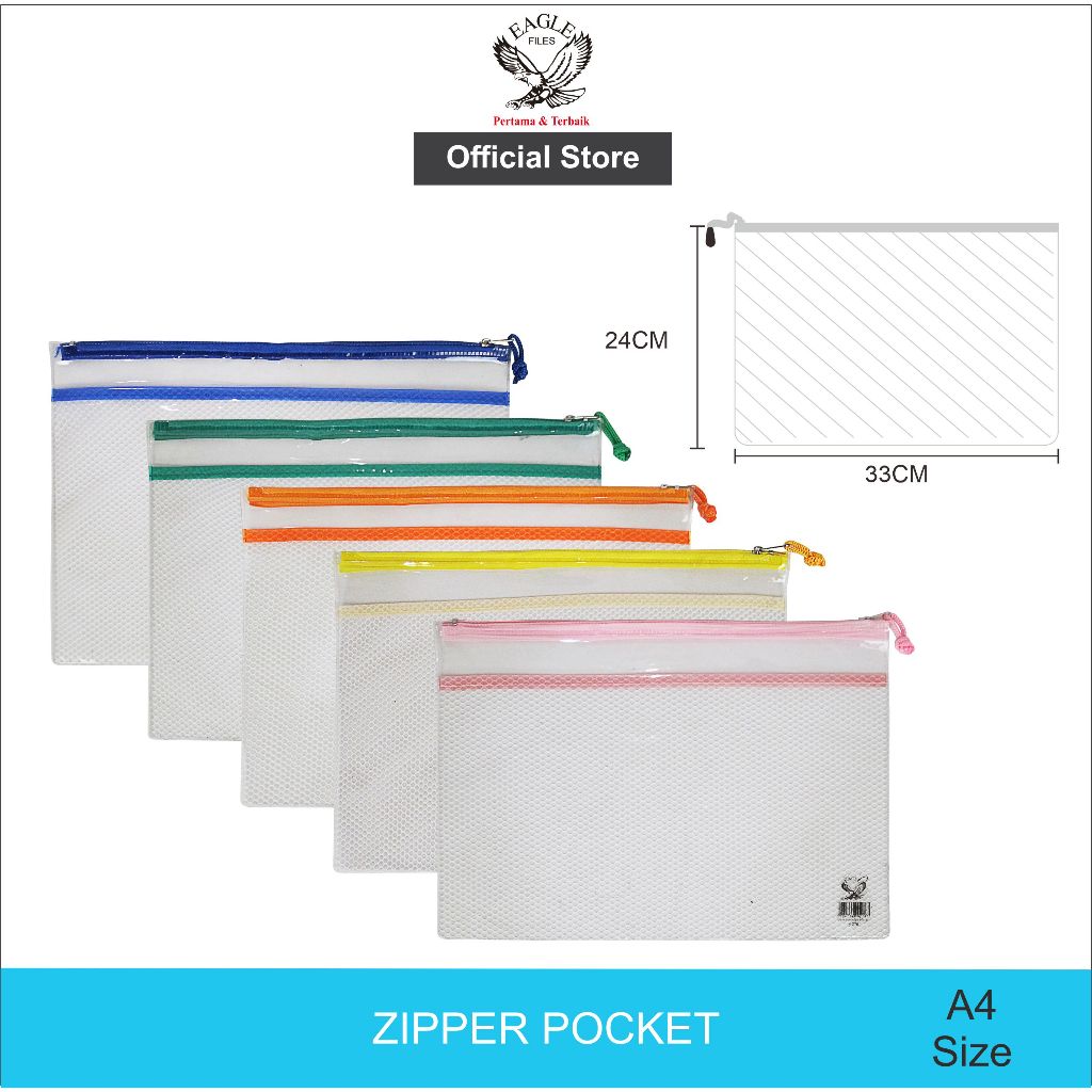 

EAGLE Zipper Pocket / Tempat Pensil / Pencil Case / Tempat Pensil PVC Resleting A4 E 270