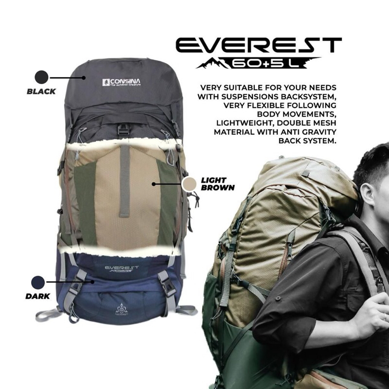 Consina Everest 60+5L / Tas Carrier Outdoor / Tas Gunung Ransel 60L