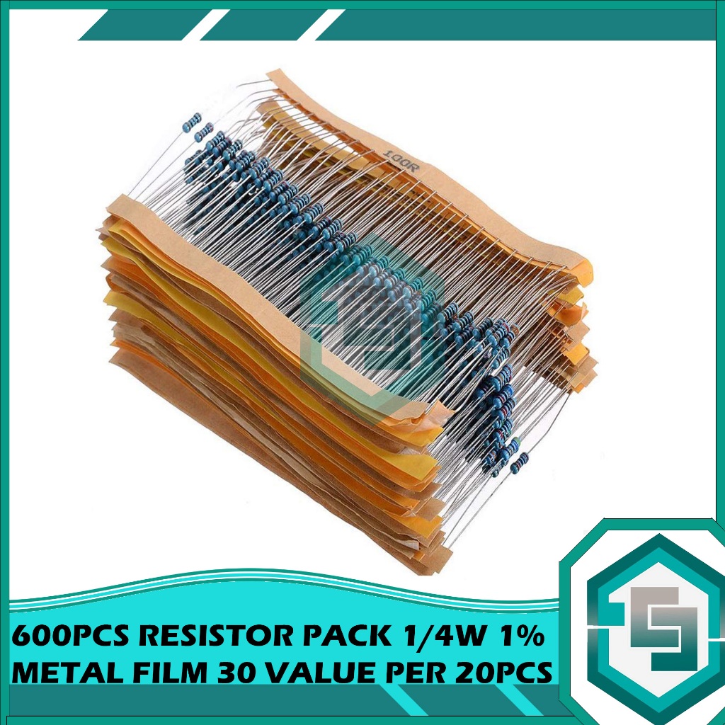PAKET 600PCS RESISTOR PACK 1/4W 1% METAL FILM 30 VALUE
