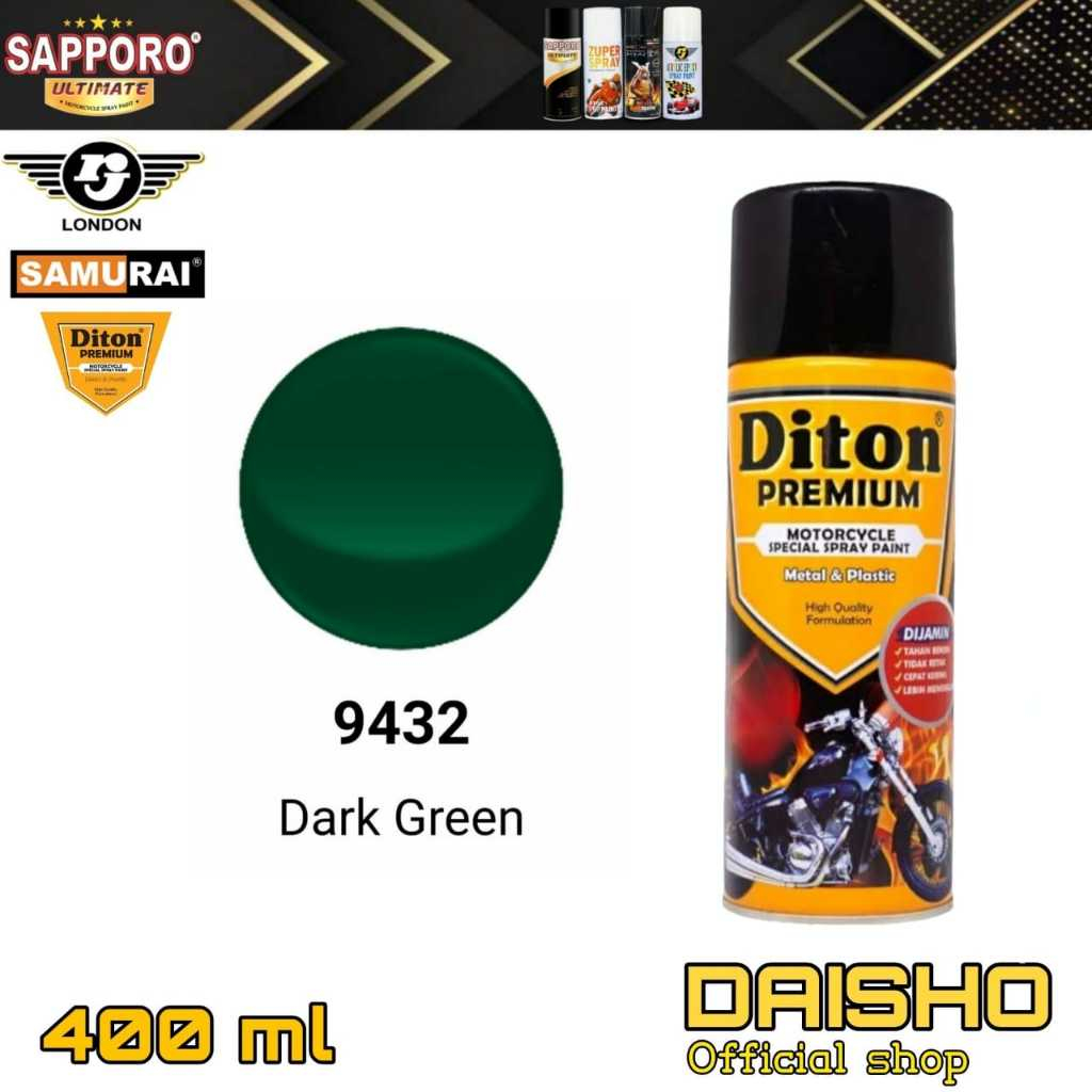 PILOX PILOK 400ML DARK GREEN HIJAU TUA 9432 DITON PREMIUM CAT SEMPROT SPRAY PAINT