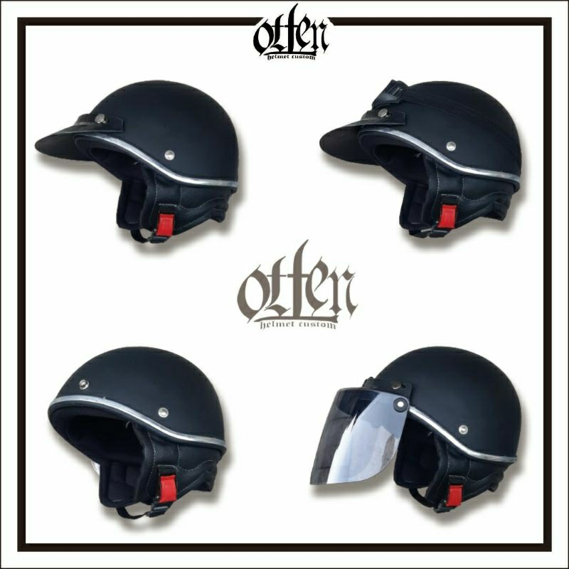 HELM CHIPS RETRO HITAM DOFF CUSTOM VINTAGE JAPAN STYLE