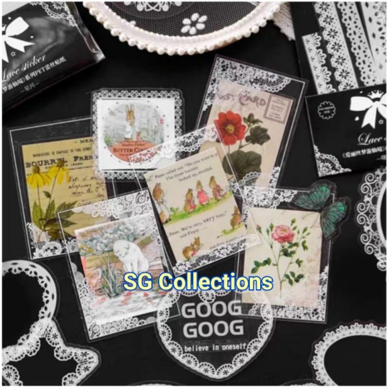 

10pcs S014 Sticker mini lace series / sticker bordir transparan aesthetic deco journal scrapbook hiasan diary