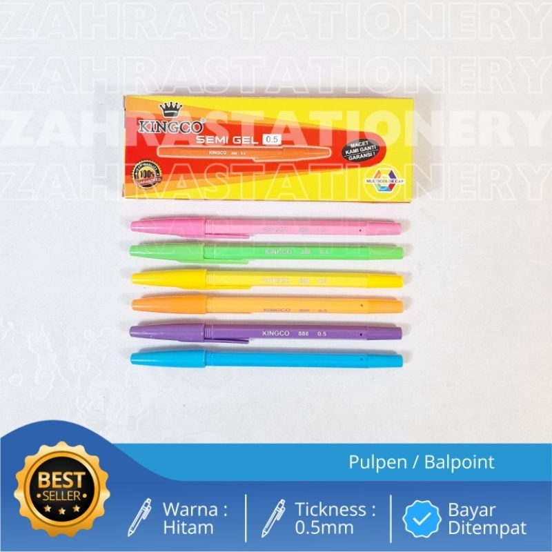 

Kingco Pulpen / Ballpoint Semi Gell Tintan Hitam Tip 0.5mm