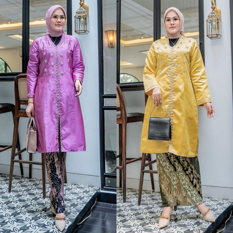 stelan tunik payet// stelan tunik songket// stelan songket terbaru