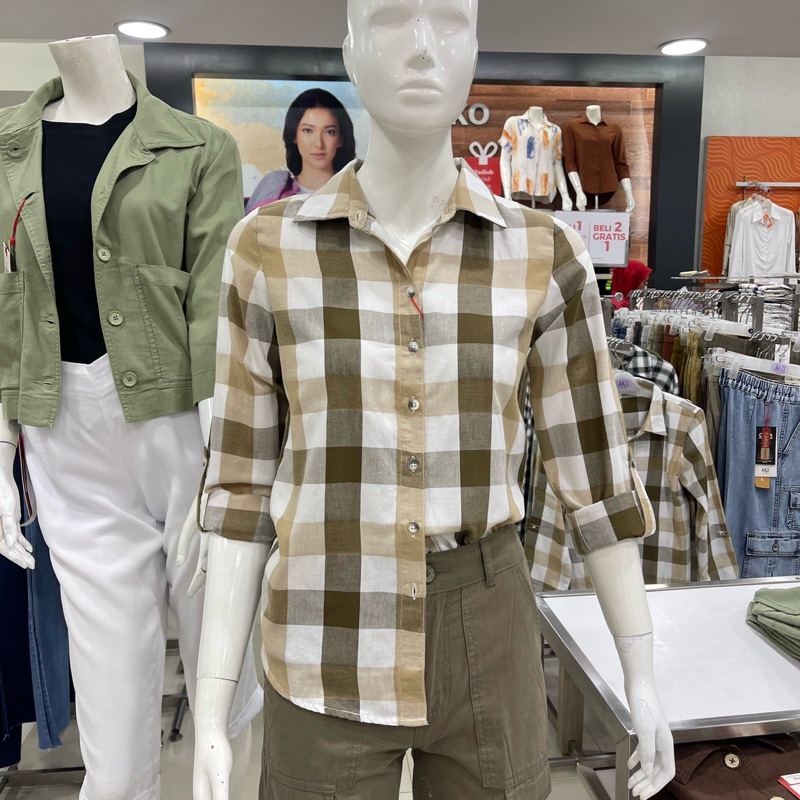 AKO - SALE Kemeja Wanita kotak-Kotak (S-XXXL)