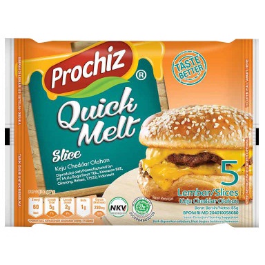 

G59 Prochiz Quick Melt Keju Cheddar Olahan Slice Isi 5 LembarSlices Langsung proses