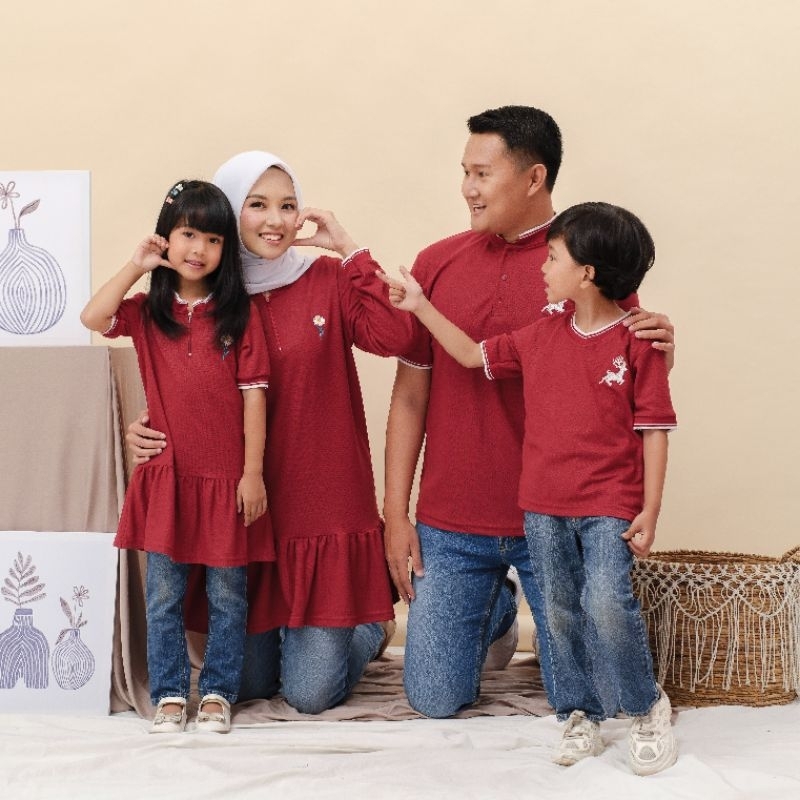 LACOZA Set Keluarga/Baju Couple Lebaran/Couple Keluarga/ Baju Sarimbit / blus wanita/kemeja laki-lak