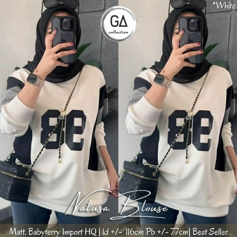 natusa ld 116 Blouse wanita atasan wanita kekinian kaos wanita lengan panjang baju blouse kaos jumbo