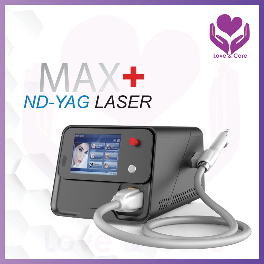 MAX+ Ndyag Laser Penghilang Tato Flek Hitam Tatto Mencerahkan Wajah Q Switch Laser