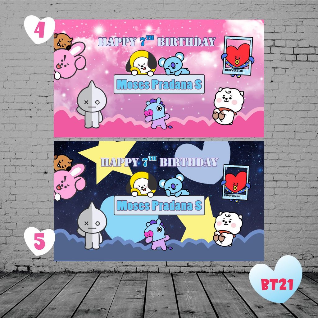 Backdrop & Banner | Backdrop Ulang Tahun | Banner Ultah BT21