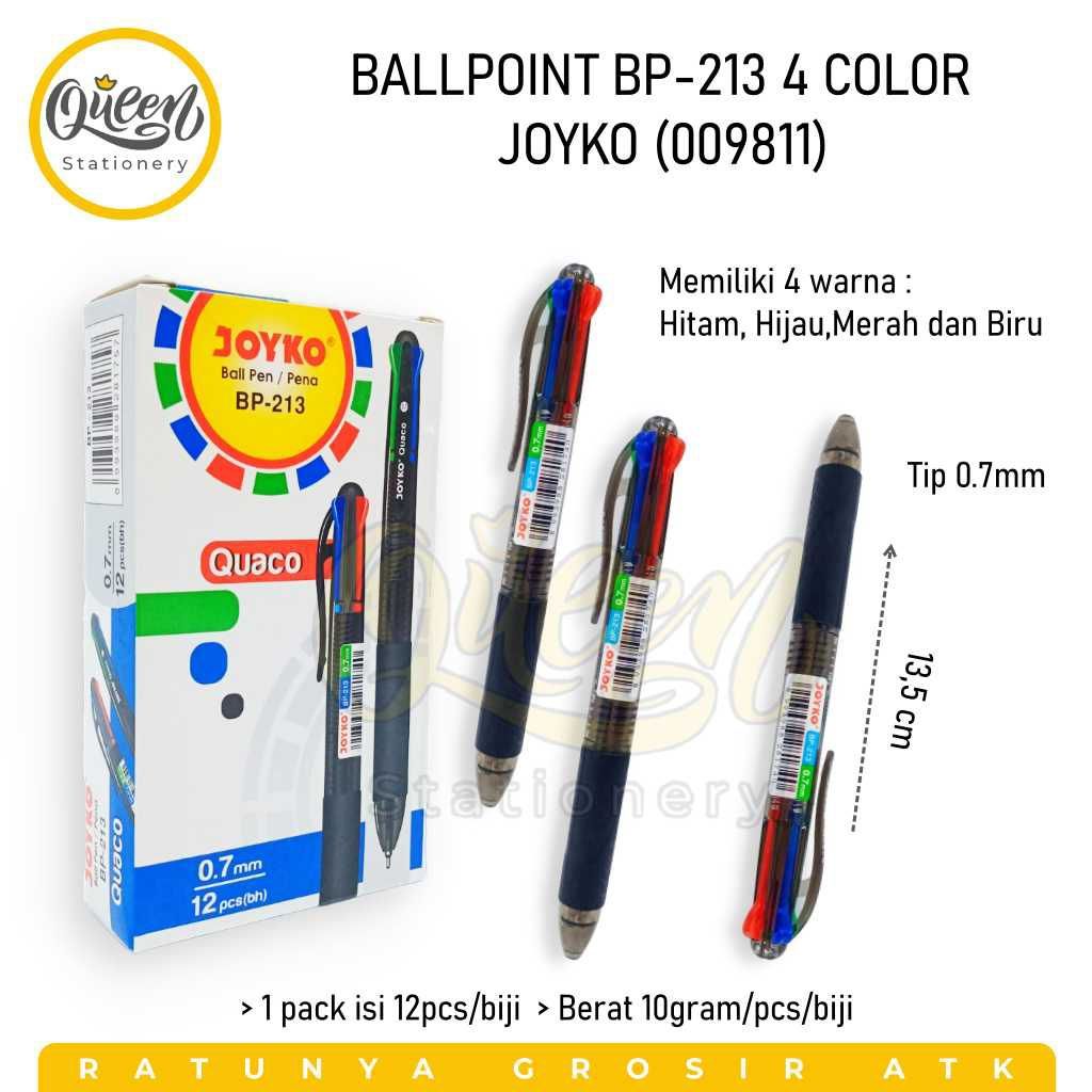 

1 PCS BALLPOINT BP-213 4 COLOR JOYKO BOLPEN BOLPOIN PULPEN WARNA (009811)
