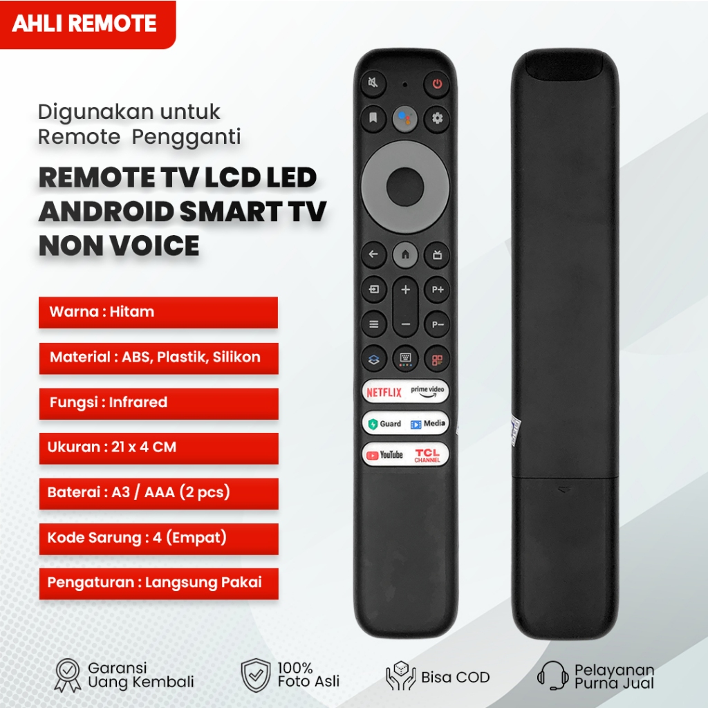 Remote TV TCL Android Smart TV A7 A18 A30 Q725 / Remot TCL LCD LED Smart