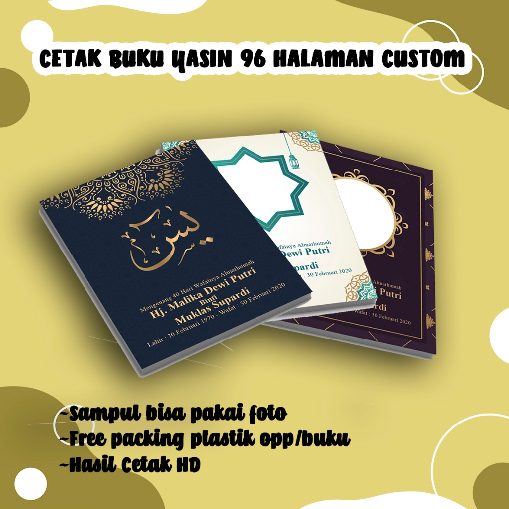 BUKU YASIN & TAHLIL 96 HALAMAN (ARAB & TERJEMAHAN) GRATIS CUSTOM PAKAI FOTO