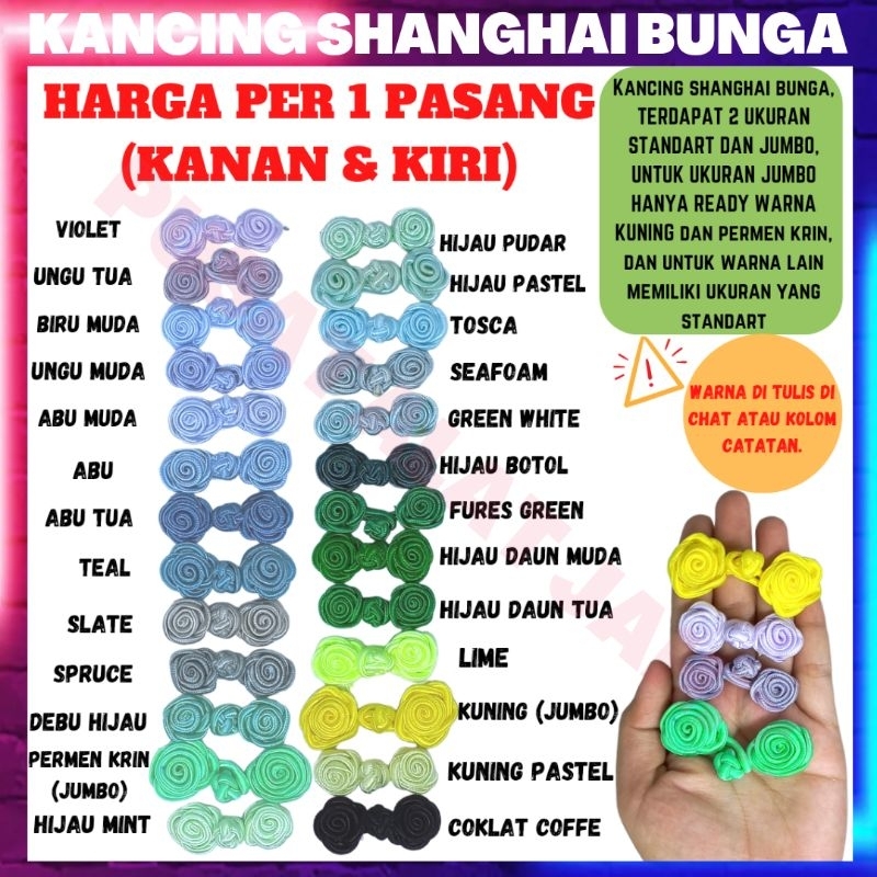 KANCING BAJU SHANGHAI CINA CHINA CHINESSE BUTTON CIANGIE SHANGHAI ROSE