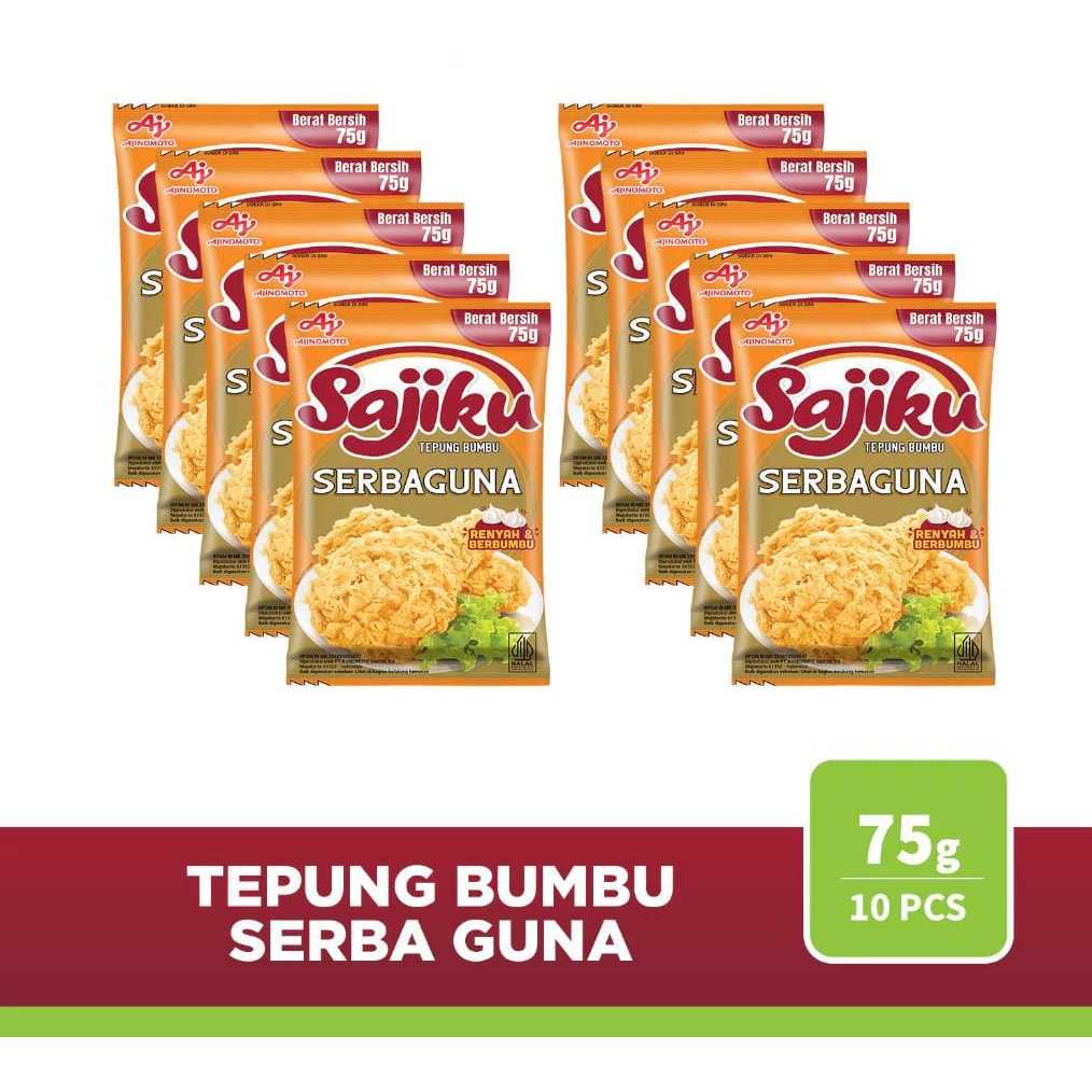 

SAJIKU Tepung Bumbu Serba Guna Kemasan 75gr | Tepung Sajiku Serba Guna (10 pcs)