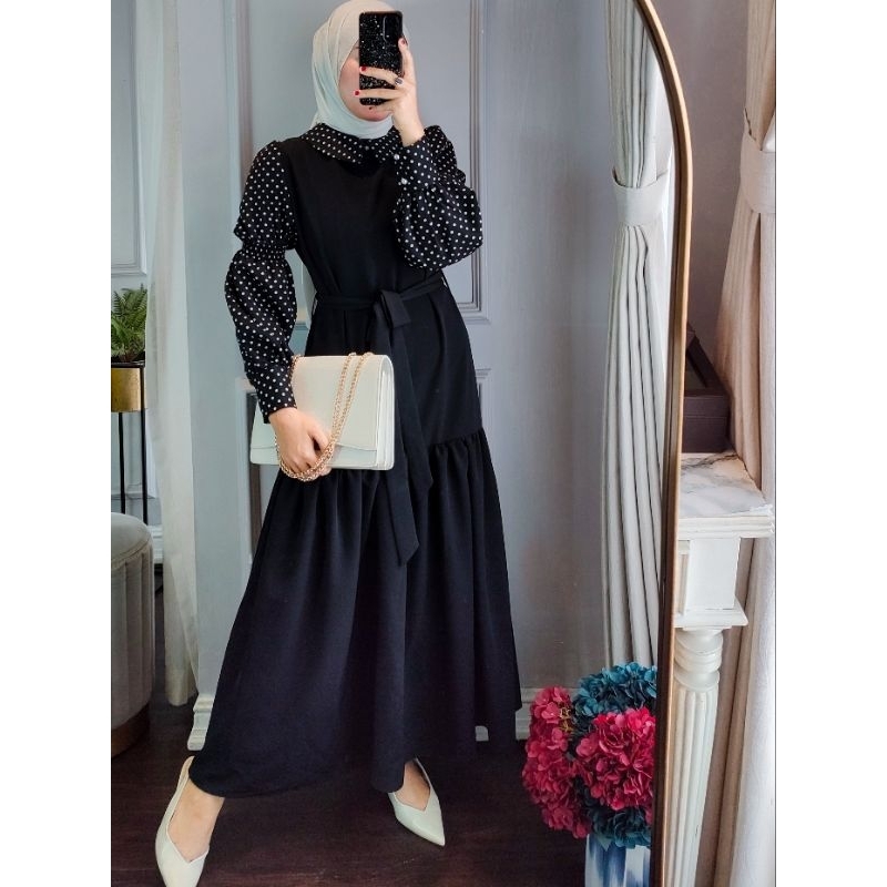 LUXE_ID_ Zygna Polka| Dress Vintage| Dress Korean| Dress Casual| Dress Pesta |Long Dres| Pakaian Wan