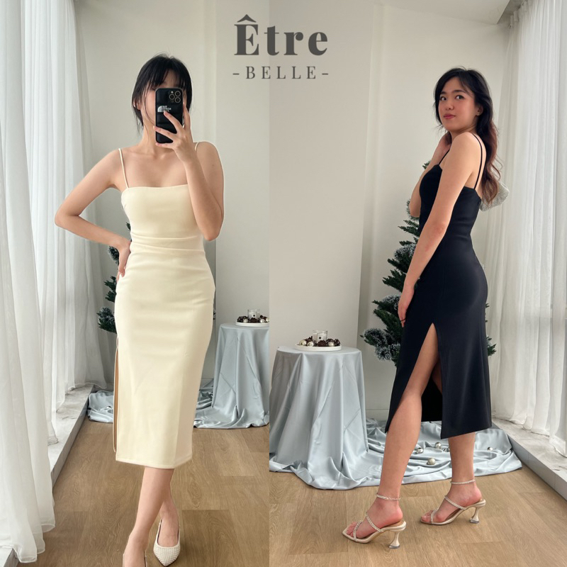 Etre Belle | Aura Dress | Dress Basic Pesta Wanita | Dress Bodycon Split Elegant