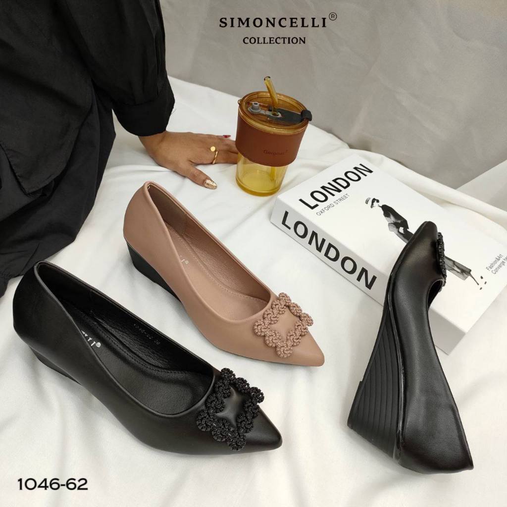 Simoncelli Sepatu Wedges Runcing 3 Cm | Sepatu Kerja | Sepatu Kondangan | Wedges Import | Wedges 104