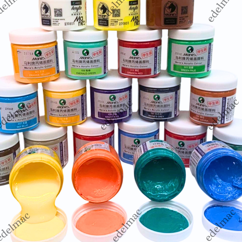 

Acrylic Paint Cet Cat Akrilik untuk Lukis Dinding Kertas Kanvas Kaca Kayu Craft Kerajinan DIY