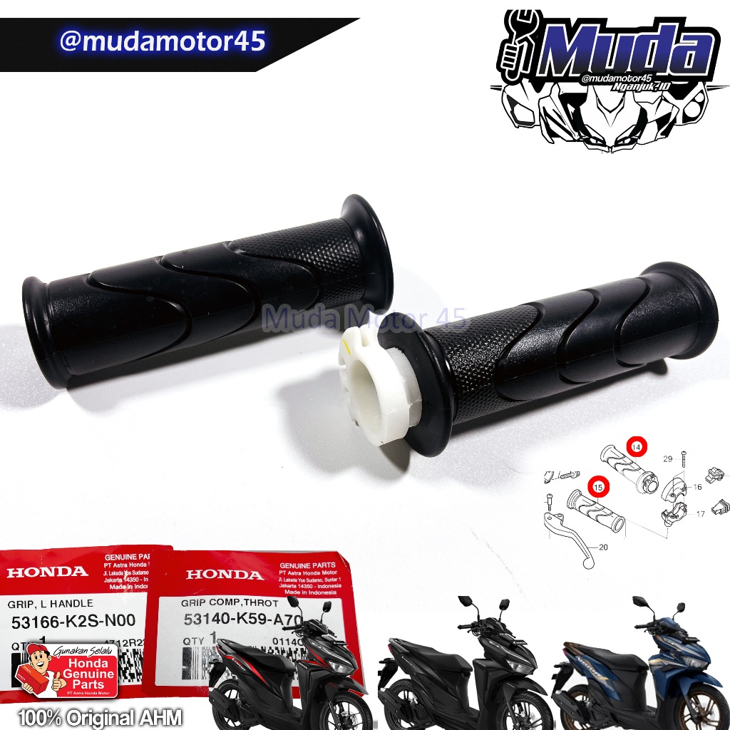 HAND GRIP KANAN KIRI ALL NEW VARIO 125 150 K2V 2023 KEYLESS 53140-K59 53166-K2S-KWB 53140K59A70 KARE