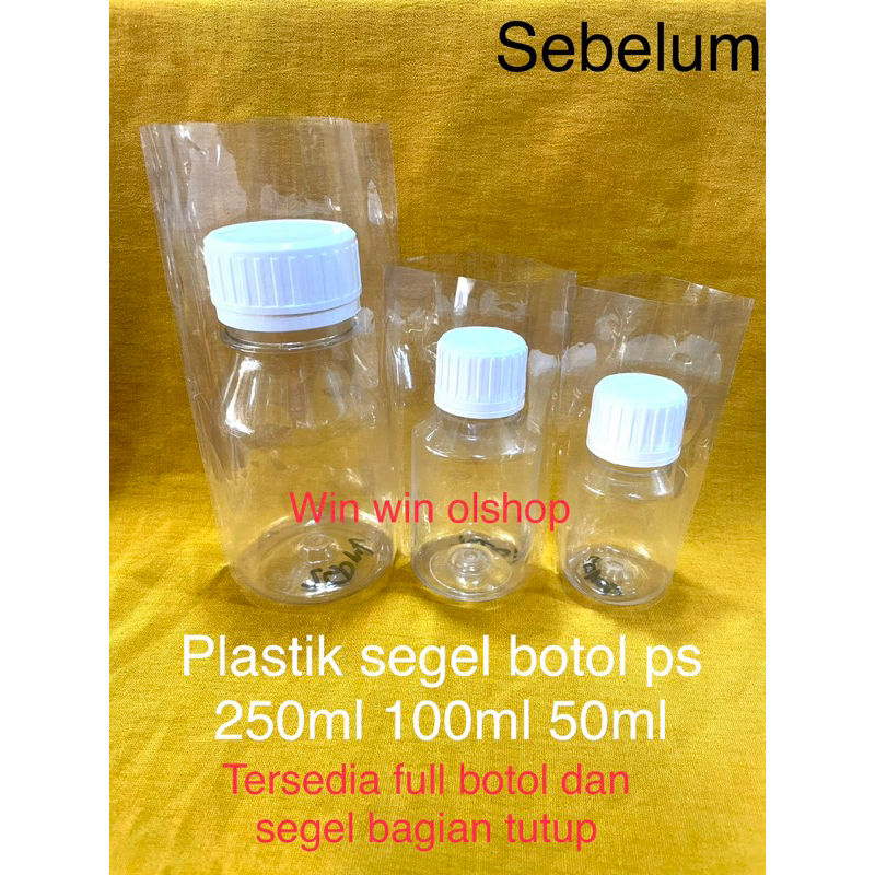 (isi 50) plastik segel botol ps 250ml 100ml 50ml /plastik segel botol shrink