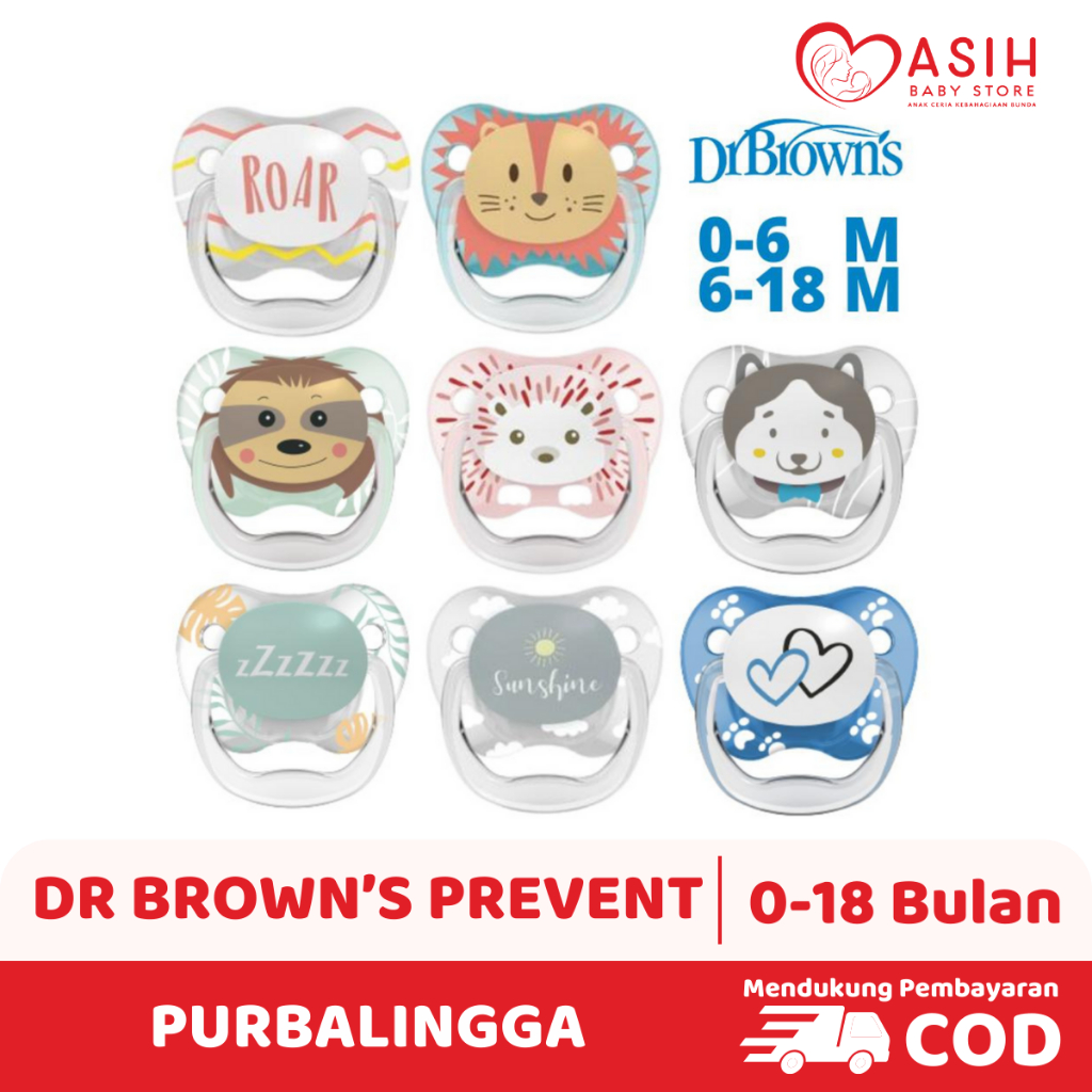 Dr Browns Prevent Pacifier Orthodontic Empeng bayi 0 6 12 18m Bulan Kompeng Mpeng Newborn 1 2 Tahun