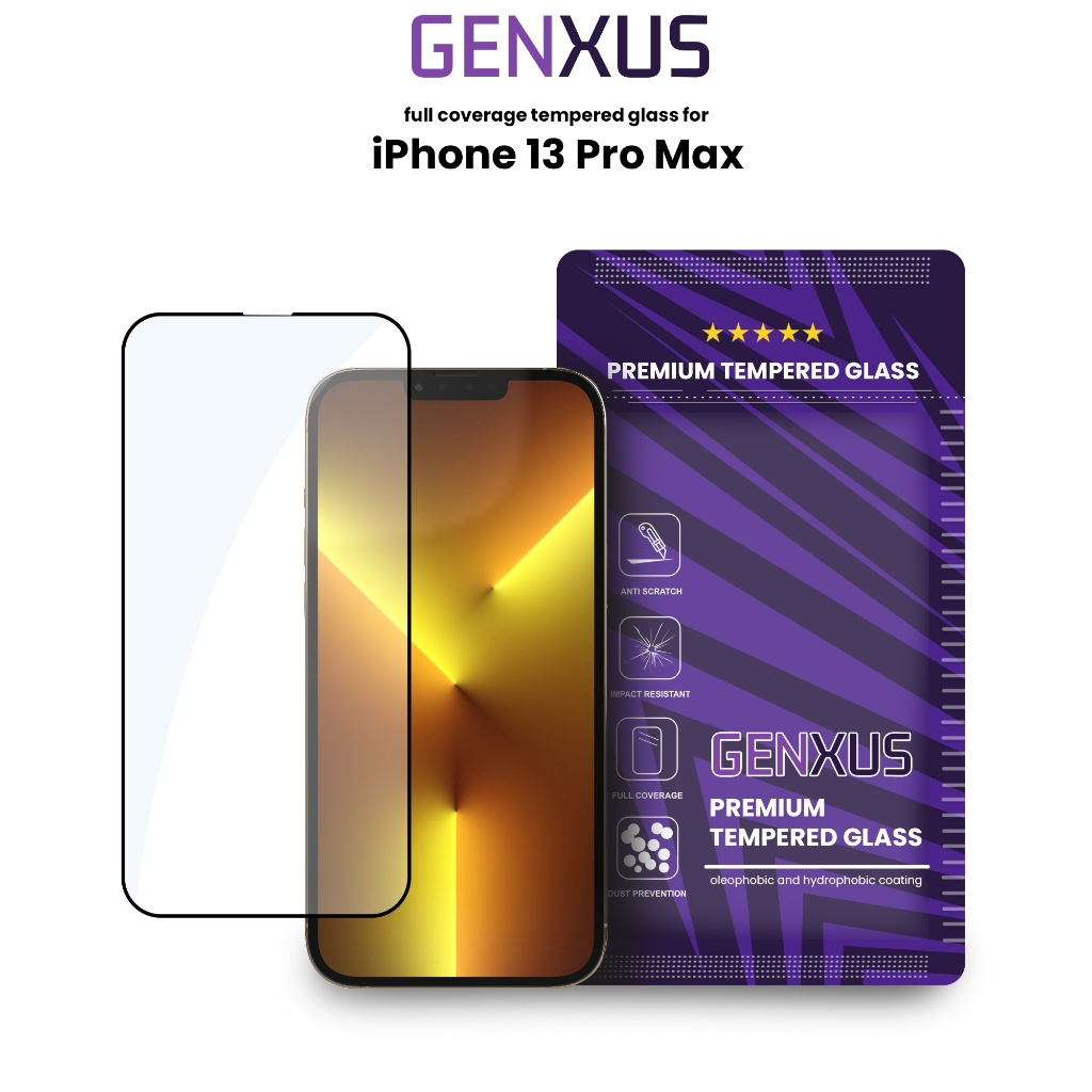 Genxus Tempered Glass 5D Anti Gores for iPhone 13 PRO MAX Fullcover Glass Full Screen  15 14 12 11 P