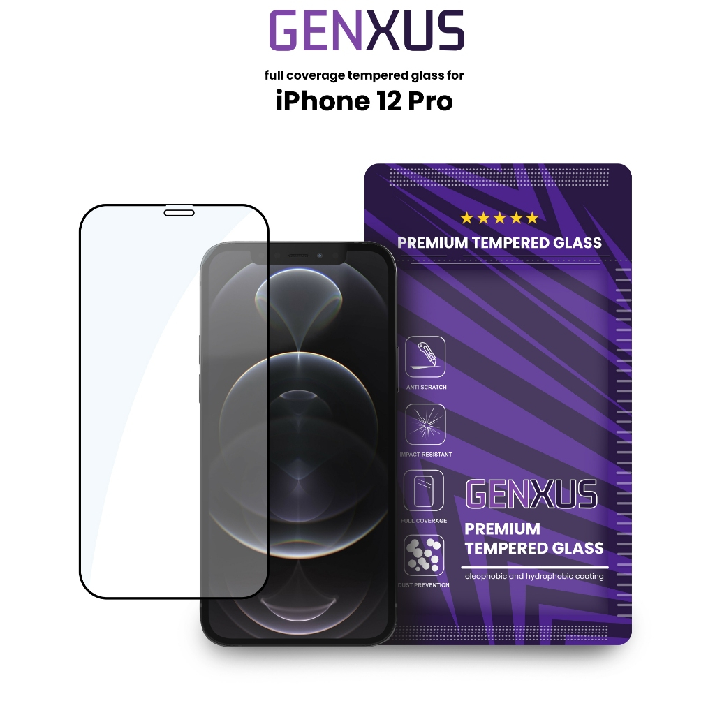 Genxus Tempered Glass 5D Anti Gores for iPhone 12 PRO Fullcover Screen Glass Antigores 15 14 13 11 P