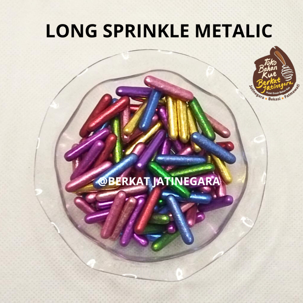 

LONG SPRINKLE METALIC 50 GRAM / HIASAN KUE / SPRINKLE KUE