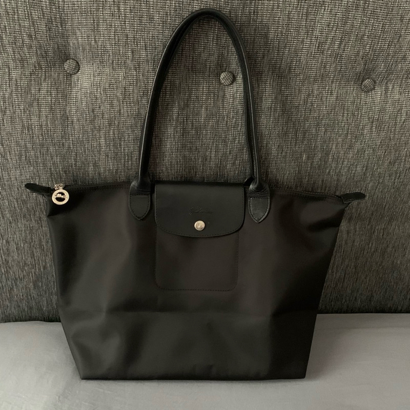 Preloved Longchamp Le Pliage Neo Large Long Handle Black