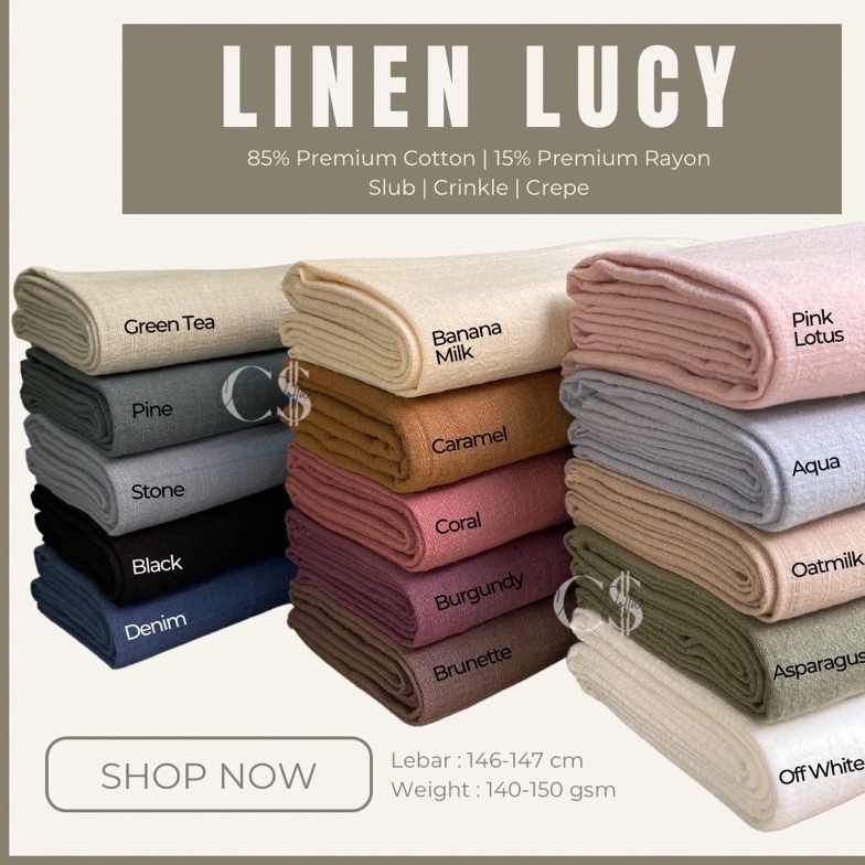J7 KAIN LINEN LUCY SLUB CREPE CRINKLE COTTON RAYON PREMIUM GRADE A ECERAN YARD  ROLL 32