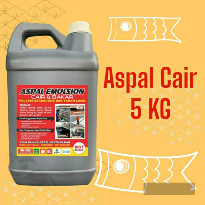 Pelapis Aspal Cair 5 Kg Anti Bocor Waterproof untuk Atap Dak Jalan dan Tembok