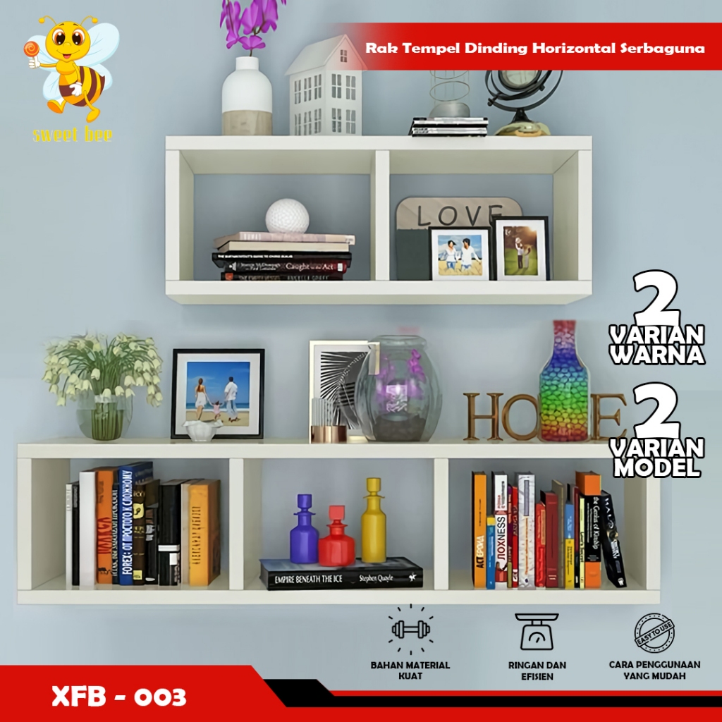 Rak Dinding Gantung 2 Sekat Dan 3 Sekat/Pajangan Dinding Rumah - SWEETBE