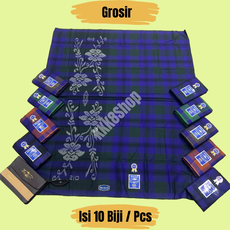 Sarung Bin Saleh Mercerising Silk SGC Isi 10 Biji / Pcs Halus Grosir Motif Kembang / Bunga Dua Terop