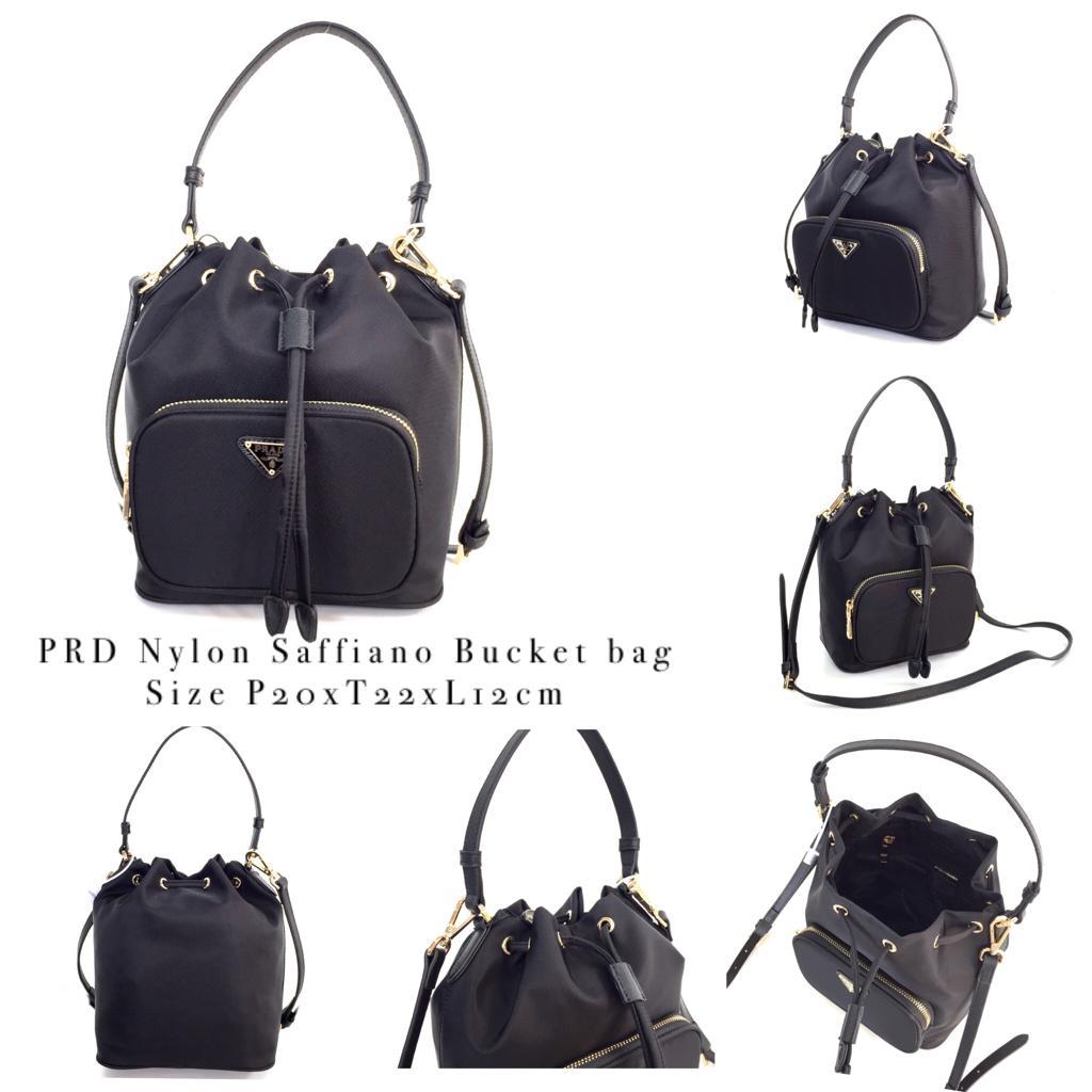 Tas Bucket Bag Nylon Saffiano