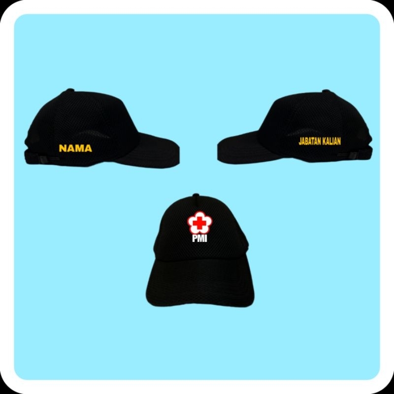 TOPI JARING PMI FULL BORDIR //TOPI DOBEL MESH PMI