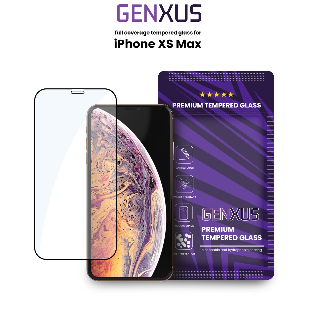 Genxus Anti Gores 5D Tempered Glass for iPhone XS MAX Fullcover Screen Premium Glass Antigores 15 14