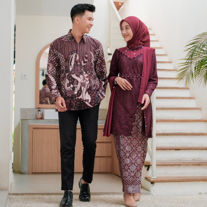Kebaya Alana Couple Burgundy | Kebaya Couple Kebaya Modern Kebaya Tunangan kebaya Wisuda [deyra.offi