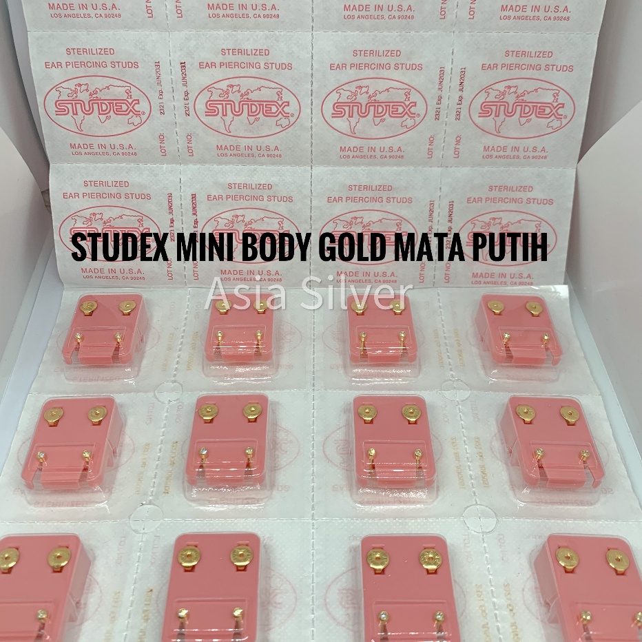 Hanya Untuk Anda Anting STUDEX Tindik Bayi  Dewasa Ukuran Mini Kecil Mata Putih Body Gold  Silver  W