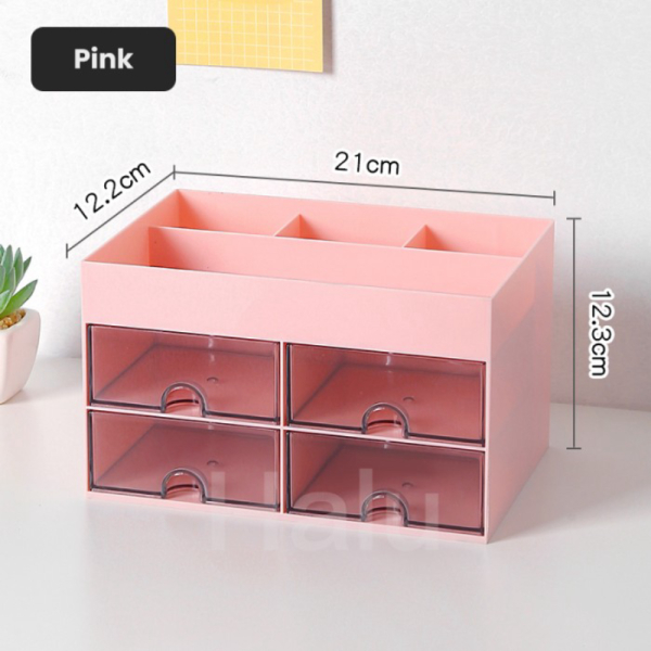 Unik HALU Rak Kosmetik Rak Serbaguna 4laci Rak Penyimpanan Aksesoris HSB685 - Pink Diskon