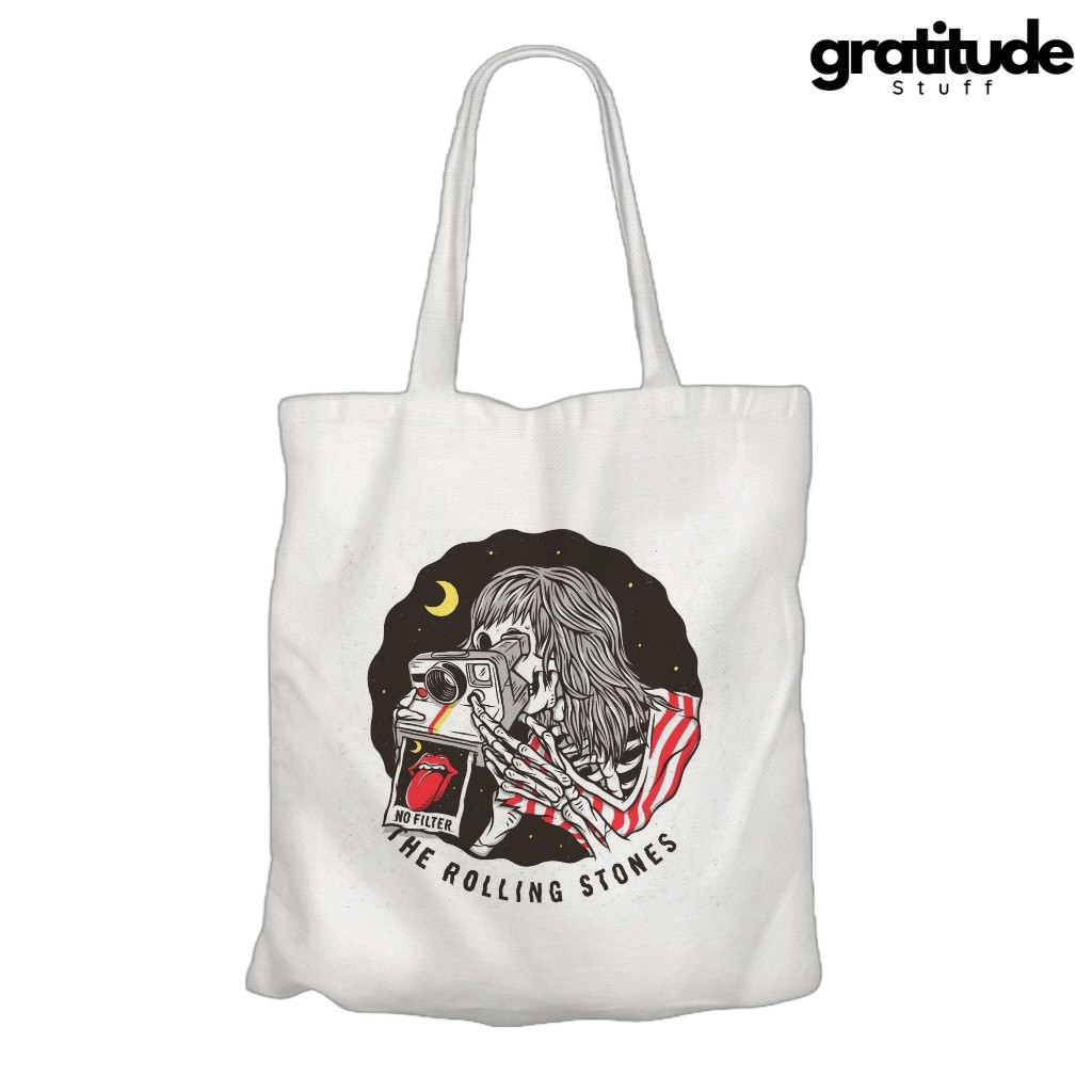 Tote Bag The Rolling Stones Tas Jinjing Metal Rock Band Totebag Kanvas