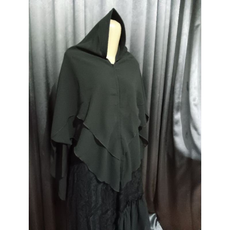 gamis set syar'i hitam brukat brand mewah