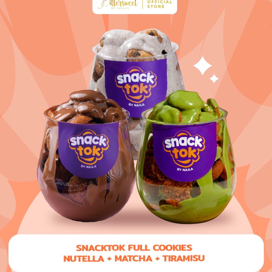 

Hot Sale Bittersweet by Najla 3 Snacktok Full Cookies Choco Hazelnut Matcha Tiramisu Diskon